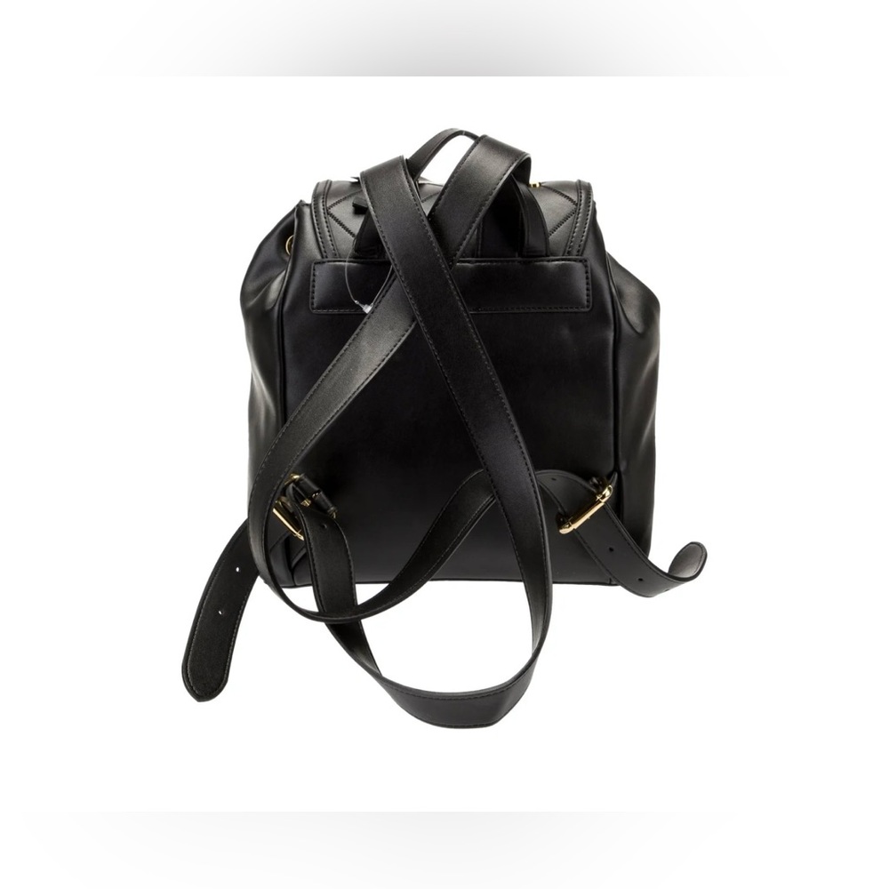 NWOT Love Moschino Black and Gold Leather Quilted Backpack - Picture 10 of 15